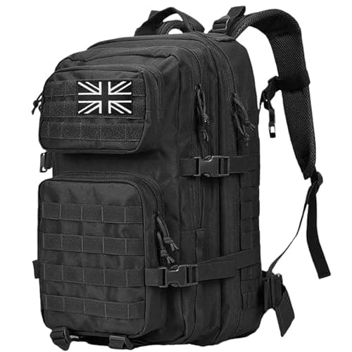 45L Military Tactical Backpack, MOLLE Assault Pack for Hiking Camping Black