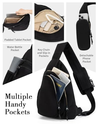 GreenTaya Cross Body Bag Women Shoulder Sling Bag Men with Anti-theft RFID Blocking Pocket Travel Crossbody Bag with Phone Pocket and Water Bottle Pocket, Black — view 4