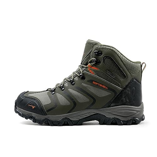 NORTIV 8 Men's Ankle High WaterproofWalking Boots,Olive/Black/Orange,10W — view 3