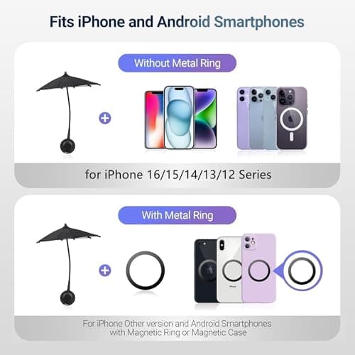 Magnetic Mobile Phone Umbrella Shade for Sun & Rotatable Phone Ring — view 6