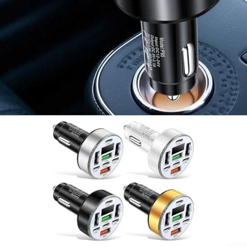 Multi Port Car Charger 40W with Digital Display, 4 USB + 4 PD Outputs, Equipped with Overload and Short Circuit Safety Protections (Gold) — view 5