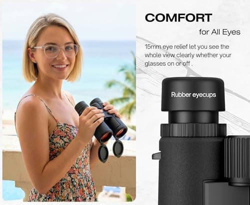 Hontry High Power 10x42 Binoculars for Adults Bird Watching (Black) — view 5