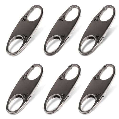 DIVINA VITAE Zipper Clips Anti Theft Deterrent, 6PCS S Carabiner Small Zipper Pull Locks Mini Snap S Hooks for Backpacks Camping Fishing Traveling Outdoor Sports (Dark Black)
