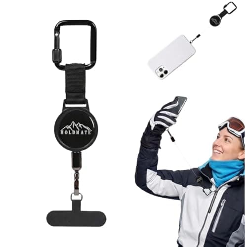 Holdmate Phone Holder Retractable Lanyard with Locking Clip, Anti Theft Phone Strap for Travel, Hiking, Shopping, Commuting and Outdoor Activities