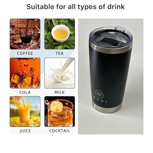M O N I Rambler Travel Mug, Stainless Steel Vacuum Insulated with Silver Trim, Fits Car Cup Holder 10 oz (295 ml) — view 5