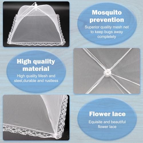 Collapsible Mesh Food Covers, Reusable and Collapsible Outdoor Food Cover for Outdoor Camping Picnics Parties BBQ to Keep Out Flies Bugs Mosquitoes (4 Pack) — view 5