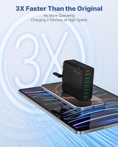 33W USB Plug UK, 8-Port Multi USB Charger Fast Charge Fast Charging Plug,Multiple Power Adapter Multiport Mains Wall Plug for iPhone 16 15 14 13 12 11 Pro Max SE XS XR Plus, iPad, Samsung Galaxy — view 5