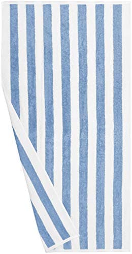 Amazon Basics Striped Beach Towels, Soft & Absorbent Pool Towel, 100% Ring-Spun Cotton, Machine Washable, Quick Dry, OEKO-TEX Certified, Large 30" x 60", Sky Blue Cabana Stripe, 2-Pack — view 6