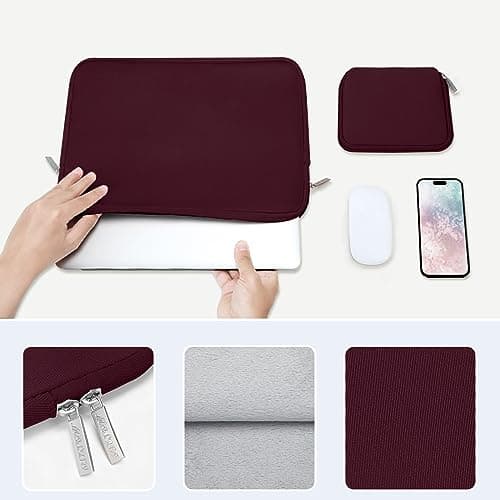MOSISO 13.3 inch Laptop Case Neoprene Sleeve with Small Bag,Wine Red — view 4