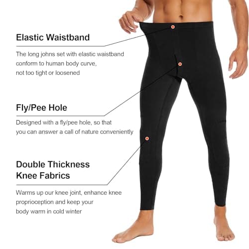 SIMIYA Thermal Underwear Mens Long Johns Fleece Lined Leggings — view 3