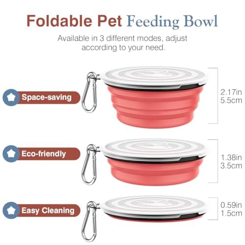 Pawaboo Collapsible Travel Dog Bowls 2 Pack with Lids & Carabiners Silicone — view 6
