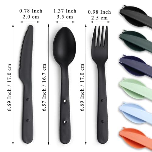 Evanda Travel Utensils Set for 6, Reusable Plastic Knife Fork Spoon Snapped Together for Easy Portability and Save Space, Silverware Cutlery Utensils Set for Work, Camping, Picnic, Gadgets, Lunch Box — view 2