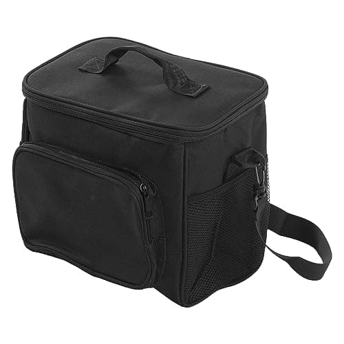 Yinhing Large Insulated Lunch Bag Oxford Cloth Thermal Bag for Boys Girls Spacious Lightweight Cooler with Shoulder Strap for School Picnics and Road Trips 2 Layer Design (Black) — view 2