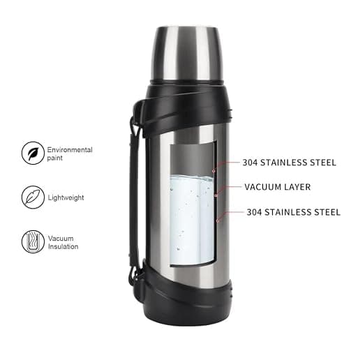Maqash Flask for hot Drink – 2.5 Litre - 24 Hours Hot & Cold Thermal - Coffee, Tea, Gym & Car – 3 Layers (2 Steel &1 Copper Layer) Vacuum Insulated Coffee Flask - Stainless Steel- Gift Idea – Silver — view 4
