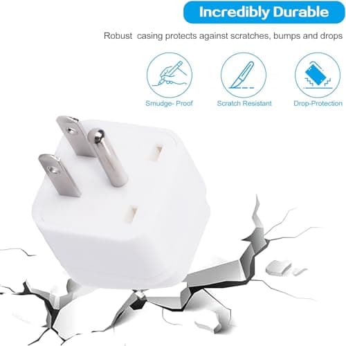 Wirafix UK to US Plug Adaptor, 2 Pack Thailand Travel Adapter, Brushed Surface USA Travel Adapter, Travel Adaptor from UK To USA,Thailand, Mexico, Canada, Colombia, White (Type B) — view 5