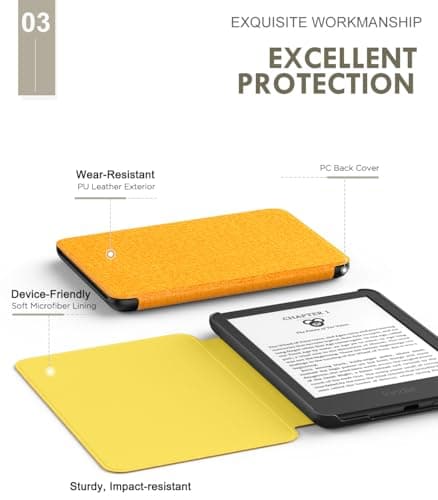 MoKo Case for 6" Amazon Kindle Basic 11th Gen 2024/2022, Denim Orange — view 4