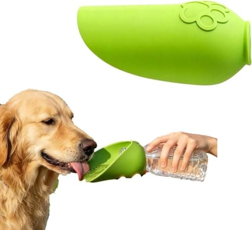 Silicone Portable Dog Water Bottle Adapter, Leakproof Foldable Leaf Pet Water Dispenser Cap, Practical Folding Drinking Bowl, Feed for Puppy Outdoor Walking Camping Fits Standard Waterbottles