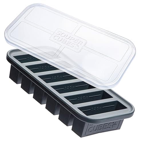 Souper Cubes 1/2 Cup Silicone Freezer Trays with Lids, Charcoal, 1-Pack