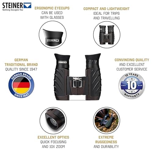 STEINER binoculars Safari UltraSharp 10x26 - German quality optics, 10x zoom, compact, light, ideal for travel, hiking, sports and nature observation — view 2