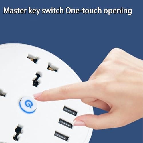 Universal Power Strip,Retractable Portable Power Strips,with 3 Outlets 3 USB Ports,Small Portable Desk Charging for Office, Travel (9.2ft) — view 3