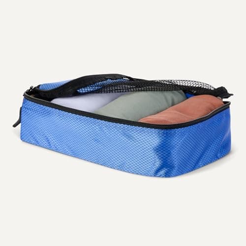 Amazon Essentials 4-Piece Packing Cubes Travel Accessories Set, Luggage Organiser with Double Zip, Mesh Top, Polyester, Small/Medium/Large/Slim, Blue (Previously Amazon Basics) — view 3