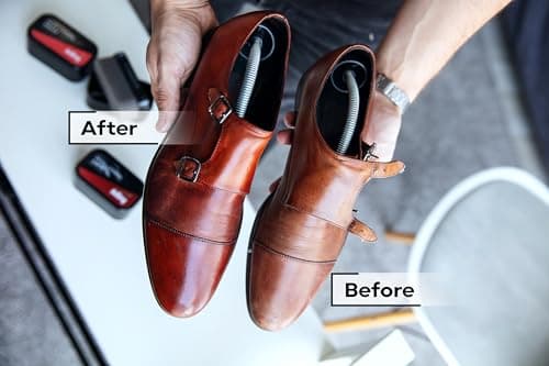 Shoe Polish Sponge Gives Instant Gloss, For Leather Shoes Boots Bags, Kaps Perfect Shine, (Brown) — view 2