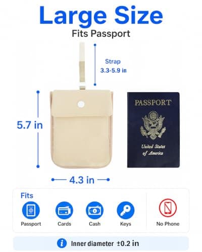 Bamneat RFID-Blocking Travel Bra Wallet, Hidden Money Pouch with Adjustable Elastic Strap, Perfect Secret Pocket Protect Your Passport Credit Cards Valuables, Nude, XL, RFID Protected — view 2
