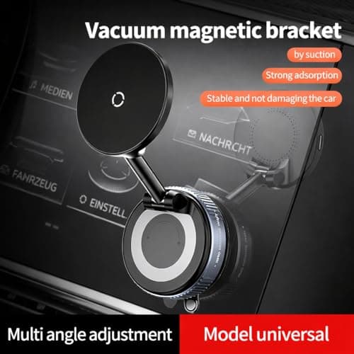 wowtravel Magnetic Car Phone Holder with Wireless Charging Vacuum Suction Cup 15W Fast Charge Car Mount for Dashboard Windshield Glass 360 Adjustable — view 5