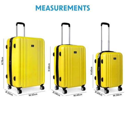 Dellonda Suitcase Set 3-Piece Lightweight Hard Shell Luggage with TSA Lock - 20", 24", 28" - Yellow — view 6
