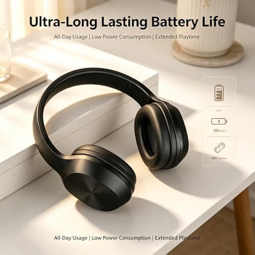 MGHOAQFRK Wireless Bluetooth 5.3 Over-Ear Headphones, Foldable Noise Cancelling Headset with Soft Ear Cups, Long Battery Life, Hi-Fi Stereo Sound & Low Latency, for Sports/Work — view 4