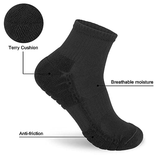 ouhos 3 Pairs Womens Trainer Ankle Running Socks, Ladies Cushioned Anti Blister Sports Socks, Cotton Walking Gym Work Socks, Size 4-7 — view 5