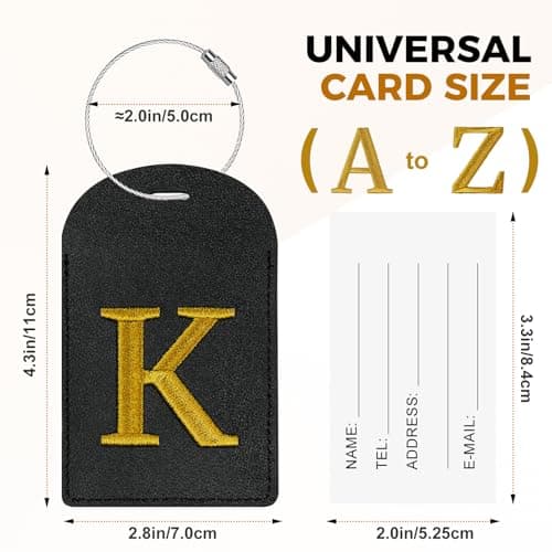 Gloppie Initial Luggage Tags TSA Approved Letter Luggage Tag for Suitcases, Embroidered Monogrammed Travel Bag Tags Black Baggage Tag E — view 2