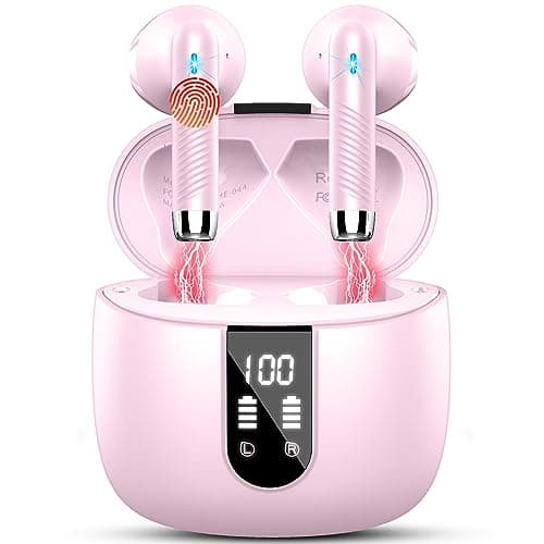 Drsaec Wireless Earbuds, 2026 NEW Wireless Headphones with 4 ENC Mic Pink