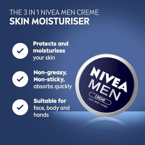 NIVEA MEN - Crème Moisturiser - Face, Hand & Body Cream - Enriched With Aloe Vera & Vitamin E - Cares & Hydrates - Non-Greasy - Absorbs Quickly - All Skin Types - 150 ml — view 2