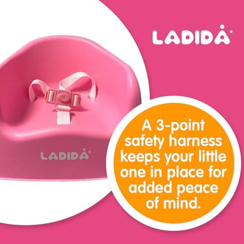 LADIDA Portable Booster Seat, Travel High Chair, Suitable for Feeding and Dining (Pink) 416 — view 4