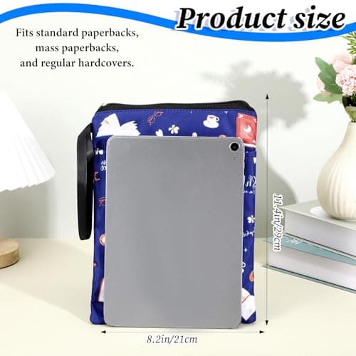 XLIUAX Just One More Chapter Book Sleeve, 11x 8.5 inch Waterproof Book Protector with Zipper and Front Pocket Washable Canvas Paperback Cover for Readers Lovers Gifts Books Accessories Travel Vacation — view 4