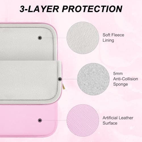 ARVOK 13 13.3 inch Laptop Sleeve Case,Waterproof Laptop Notebook Cover for MacBook Air MacBook Pro 13 14 inch, Computer Carrying Bag for HP ThinkPad Dell Lenovo Asus Acer MSI, Pink — view 3