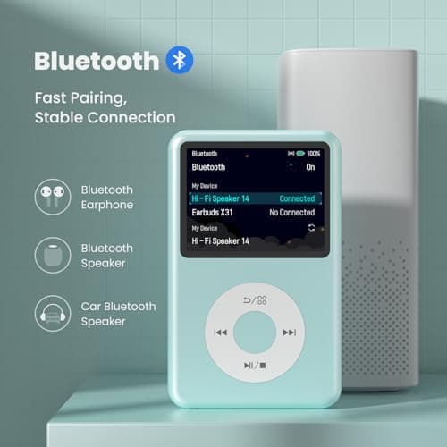 Mp3 Player with Bluetooth Y1 Portable Music Digital Players Supports Playlist Audiobook Video Nice Gadget for Kids Teal — view 3