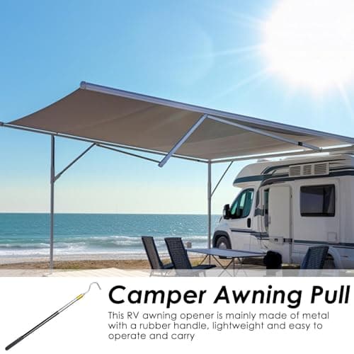 RV Awning Pull Rod - Retractable Metal Pole, Multi Section Locking Opener, Non Slip Rubber Handle Extension Tool | For Tent Shelter Canopy Campervan Truck Trailer Outdoor Accessories — view 5