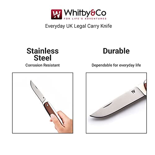 Whitby Pocket Knife, Stainless Steel Folding Knives Mahogany Wood Handle — view 2