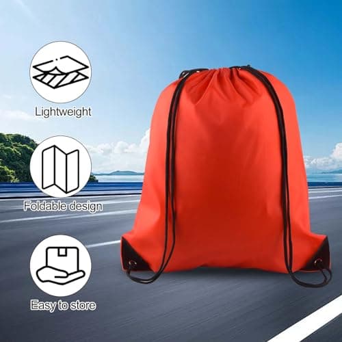 PLULON Red Drawstring Bags Drawstring Backpack Bulk, String Backpack Cinch Sack Sport Gym Bags for Yoga Traveling Outdoor Sports — view 5