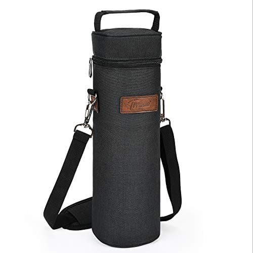 Kato Tirrinia Single Wine Cooler Bags - Insulated & Padded Portable Wine Tote Carrier for Travel, Picnic, Beach Great Gift for Wine Lover, Black