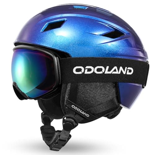 Odoland Ski Helmet and Goggles Set, Snowboard Helmet Glasses for Men, Women & Youth - Shockproof/Windproof Gear for Skiing, Snowboarding