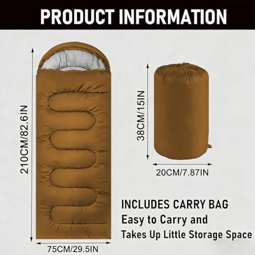Sleeping Bags for Adults & Kids Sleeping Bag for 3-4 Season, Adult Blanket, Ultralight Carry Bag, Lightweight Compact, Soft for Outdoor Camping, Travel, Hiking (Beige Warm Weather 15-32°C) — view 2