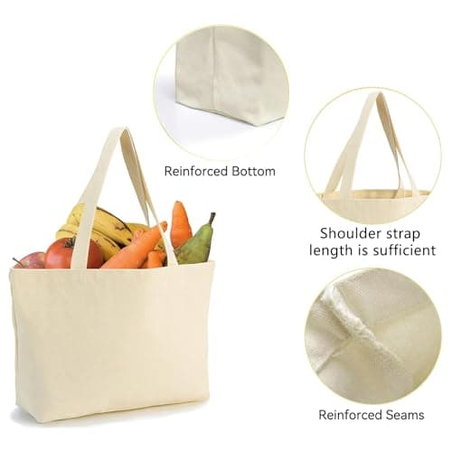 Fuonmka 2 Pack Canvas Tote Bags, 17.7x13.8 Inch Reusable Grocery Shopping Bag, Blank Cotton Bags for DIY Craft, Promotion, Gift, Shopping, Drawing — view 4