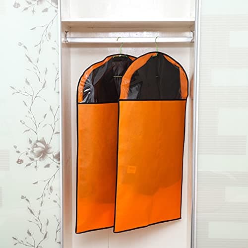 FBHappiness Suit Covers Garment Bags 6 Pcs,Breathable Clothes Cover Protector Bags with Transparent Window Dust Proof Anti-Moth Non-Woven Garment Covers, for, Coat, Jacket,Orange-60 x 120 cm