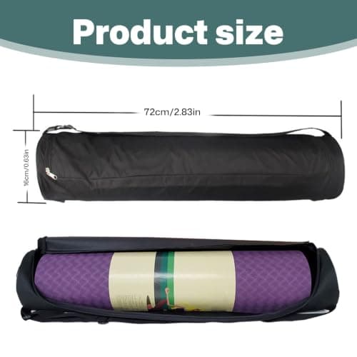 JWDHWZ Yoga Mat Bag Long, Pilates Mat Bag with Carrying Strap Portable 72x16cm Fitness Mats Bags Lightweight Yoga Bags Full Zip for Gym Walking Work Travel (Black) — view 2