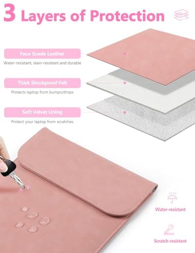 HYZUO 15 Inch Laptop Sleeve Case Bag for MacBook Air 15 M5, Pink — view 3