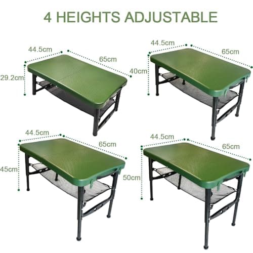 Unibos Folding Camping Table, Portable Picnic Table with 4 Adjustable Heights & Mesh Storage Shelf, Lightweight Foldable Outdoor Table for Camping, BBQ, Fishing & Garden — view 3