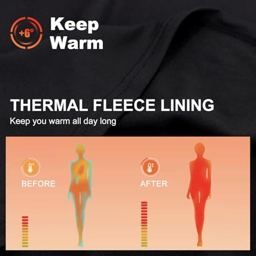 Lancry Thermal Tops Womens,Fleece Lined Crew Neck Women's Thermal Tops Thermal Underwear Womens,Balck Thermal Long Sleeve Top Women Ladies Thermal Tops Base Layer Women (S) — view 2